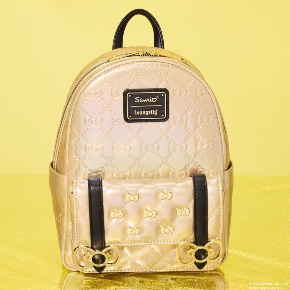 NWT Loungefly Sanrio Hello Kitty 50th Anniversary Metallic Gold Mini Backpack